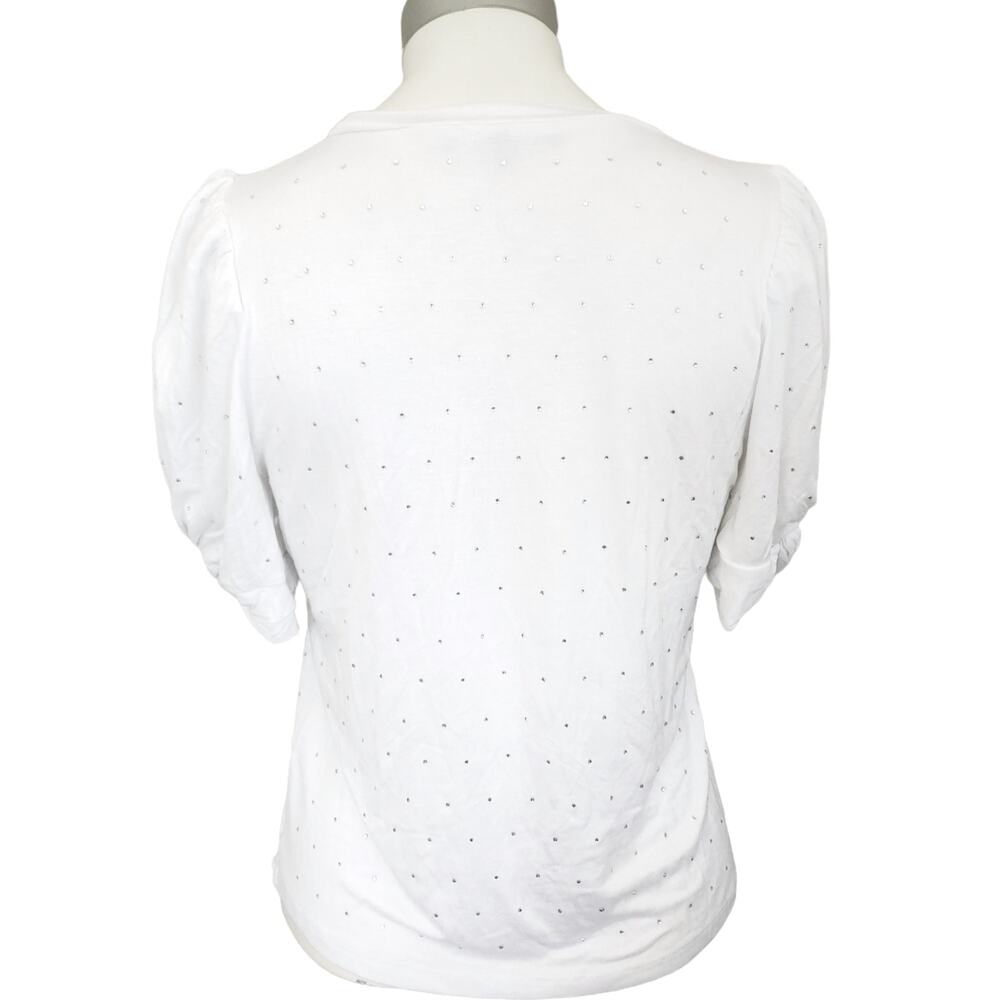 GENERATION LOVE Amelia Crystal embellished puff sleeve tee white t-shirt Size S - Picture 3 of 10